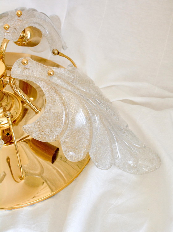 Carl Fagerlund Plafoniera Foglie Vetro Murano, Ottone, 4 Luci, Anni '70 – Plafoniere, Murano Glass, Brass (photo 5 of 10)