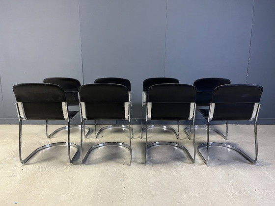Image 1 of Vintage eetkamerstoelen van Willy Rizzo voor Cidue, set van 8, jaren 70