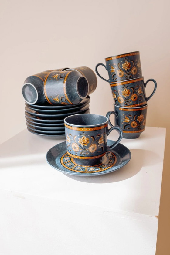 Image 1 of Set completo da caffè/tè vintage Bavaria Winterling in blu cobalto