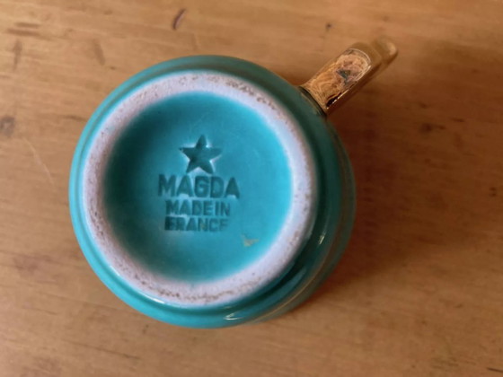 Image 1 of 3 espresso cups and saucers, Limoges porcelain, Magdalithe pattern, 1950s