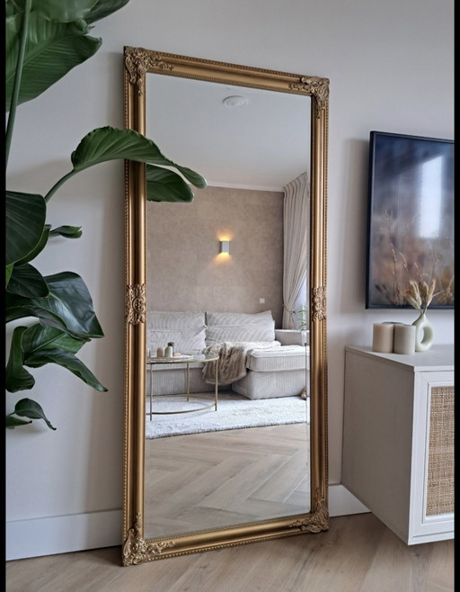 Grand miroir avec cadre antique or-bronze