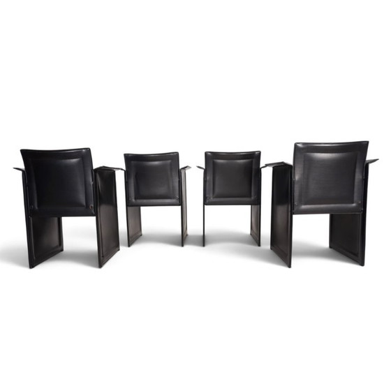 Chaises de salle à manger Arrben Solaria en cuir, lot de 4 par Tito Agnoli, 1970 – Leather (photo 14 of 19)