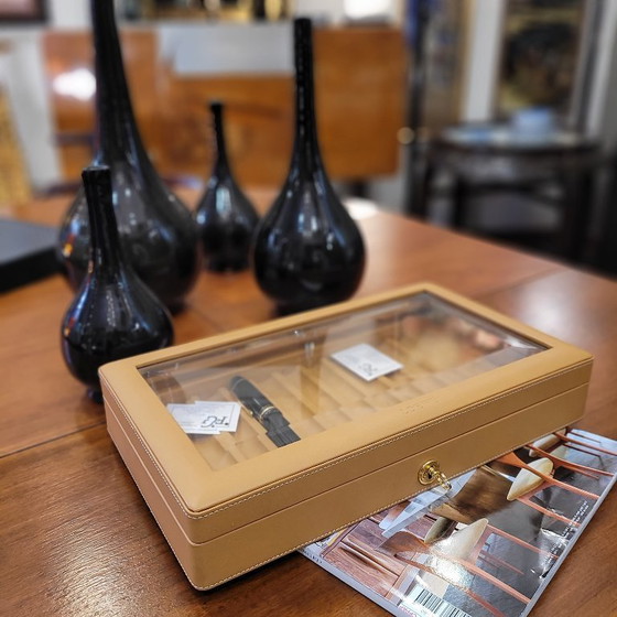 Image 1 of Pennenhouder/organizer, camelkleurig leer, vintage, Loewe, jaren 80 – Spanje