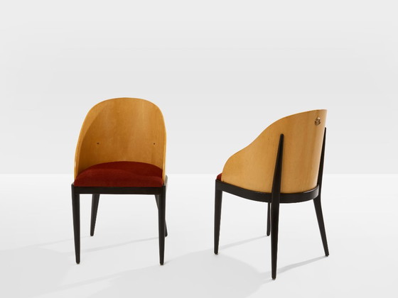 Garouste & Bonetti Concerto Chairs Sycamore Bronze Alpaca Velvet 1990 – Dining chairs, Wood (photo 5 of 11)