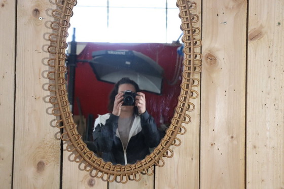Image 1 of Miroir & sellette rotin Franco Albini