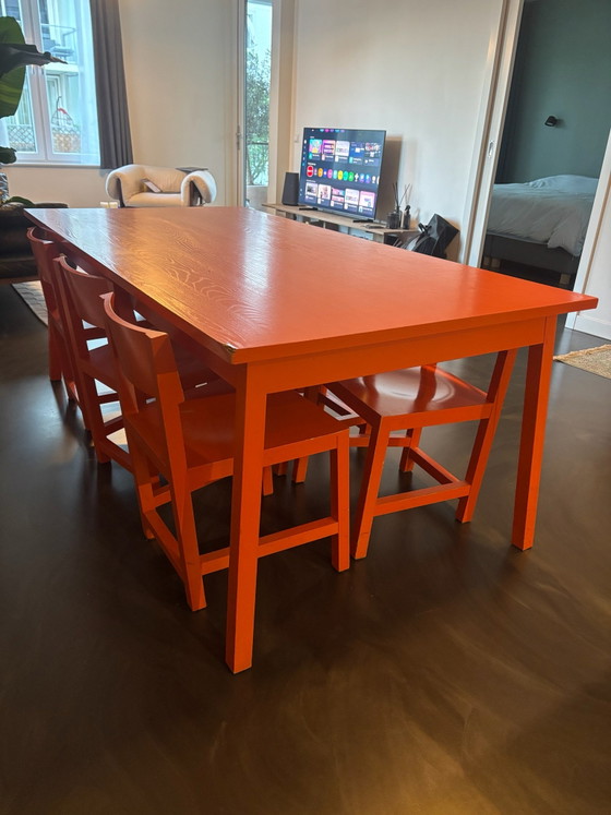 AVL Shaker Salles à manger complètes – Orange – Table avec 6 chaises – AVL - atelier van lieshout, Bois (photo 3 of 10)