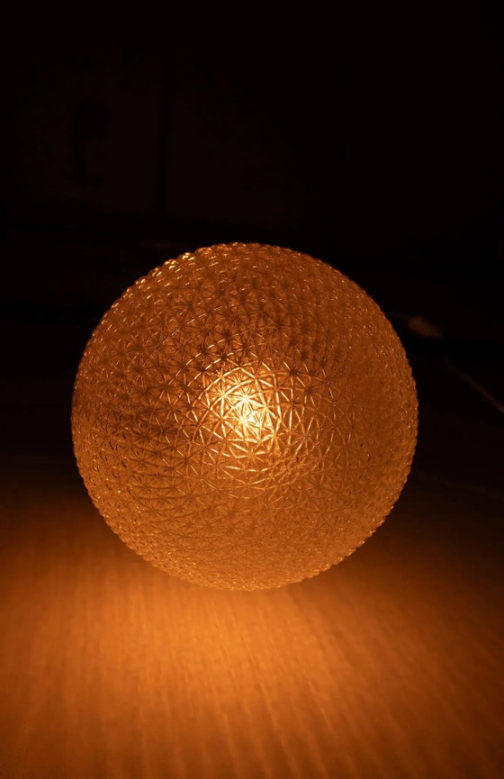 Vintage Mid Century Modern round glass pendant light – Pendant lamps, Crystal, Chrome (photo 10 of 11)