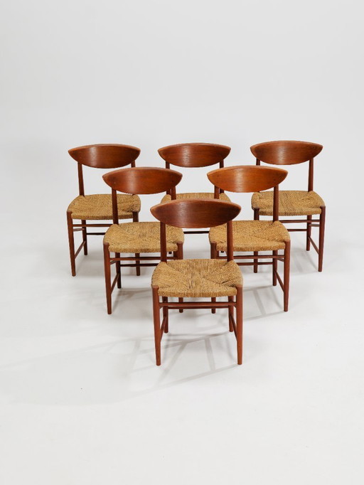 Chaises de Salle à Manger Modèle 316 par Peter White & Orla Moelgard-Nielsen pour Søborg Møbelfabrik, 1958, Set de 6