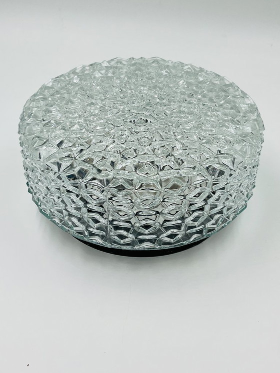 Image 1 of Plafonnier applique en verre pointe de diamant vintage RZB