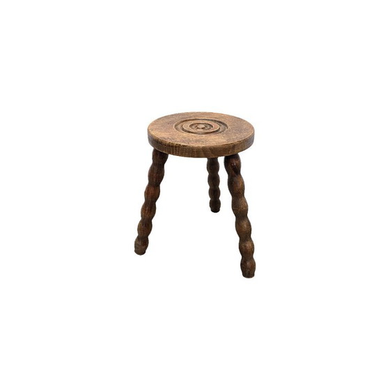 Vintage French beech tripod stool, 60s/70s – Wood (photo 5 of 5)