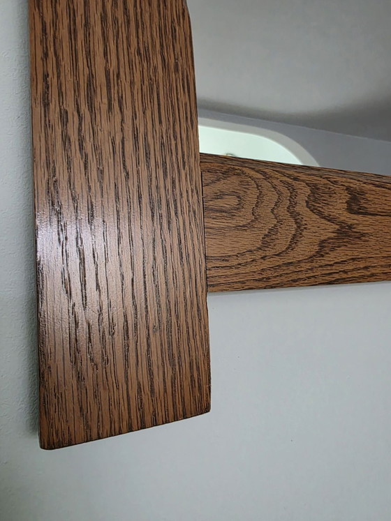 Vintage Oak Wall Mirror, Solid Wood Frame, 75x62 cm, Glass, Brown (photo 5 of 6)
