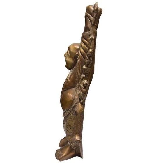 Large Bronze Budai (Laughing Buddha) – Children Figures & Rich Patina – 46 cm – 8.8 kg – Sculpture (photo 7 of 10)