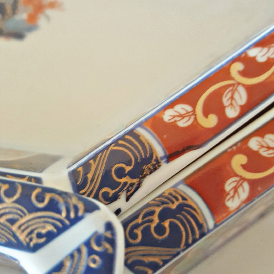 Image 1 of Giradischi in porcellana giapponese con decorazione floreale, paesaggio di uccelli