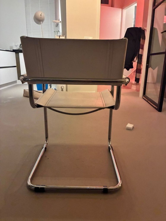 Image 1 of 4 sedie in stile Marcel Breuer - cuoio bianco