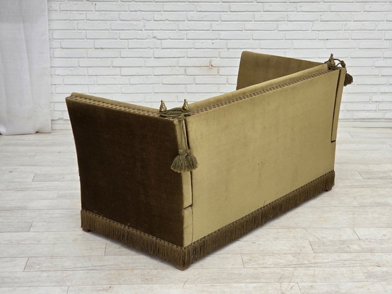 Image 1 of 1970s Danish 2-Seater "Spanish" Drop Arm Sofa, Furniture Velour