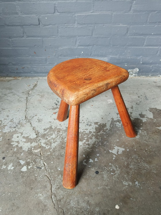Tabouret vintage en chêne des années 60 - tabouret dans le style de Perriand – Bois (photo 6 of 14)