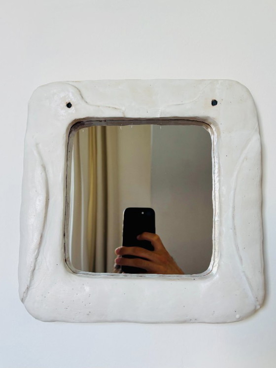 Image 1 of Espejo de cerámica francés contemporáneo diseñado por Renzo Maar.