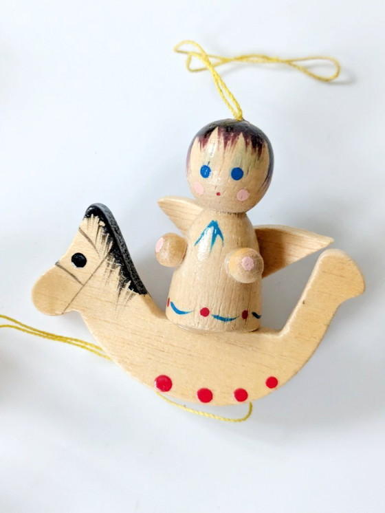 Image 1 of 19 x Midcentury houten kerstversieringen | Handbeschilderd, Erzebirge, Duitsland