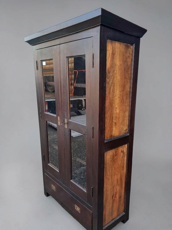 Colonial display cabinet, sideboard dimensions 120x53cm and 196cm high. – Glass, Wood (photo 2 of 6)