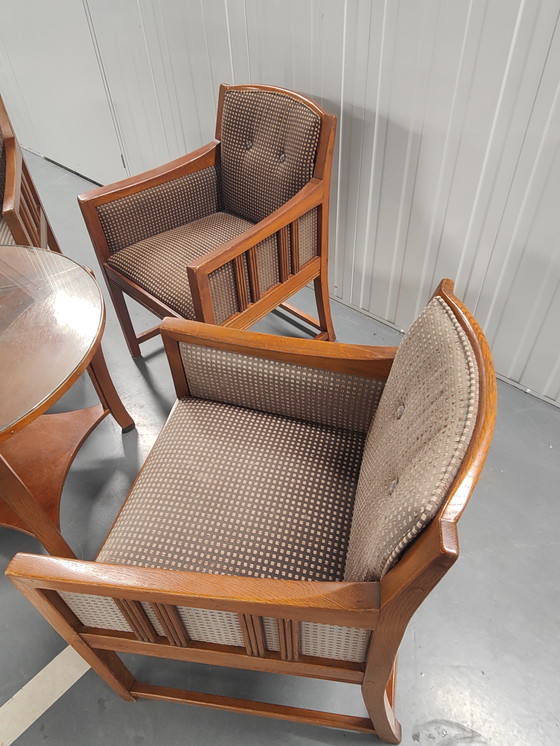 Image 1 of Art-Deco Schuitema & Zonen 3 Fauteuils + 1 Ronde Tafel