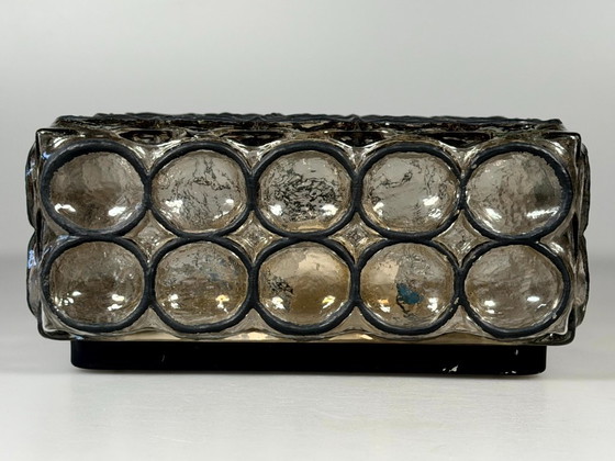 Image 1 of Lámpara de techo de los años 60/70, Glashütte Limburg, Alemania, plafoniere, vidrio y metal.