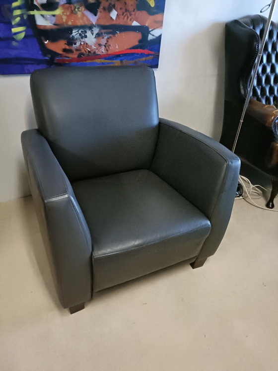 Poltrona in Pelle Grigio Scuro – Poltrone, Leather, Wood (photo 5 of 15)