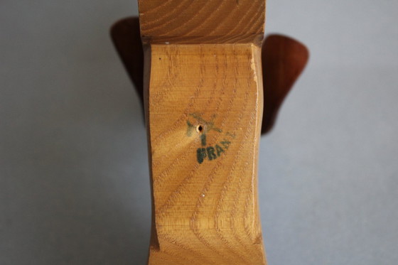 Image 1 of Giocattolo a forma di bassotto da tirare con orecchie in pelle, figura in legno, decorazione vintage, vecchio giocattolo