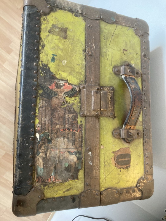 Vintage Wardrobe/Travel Trunk – Leather, Metal (photo 5 of 6)