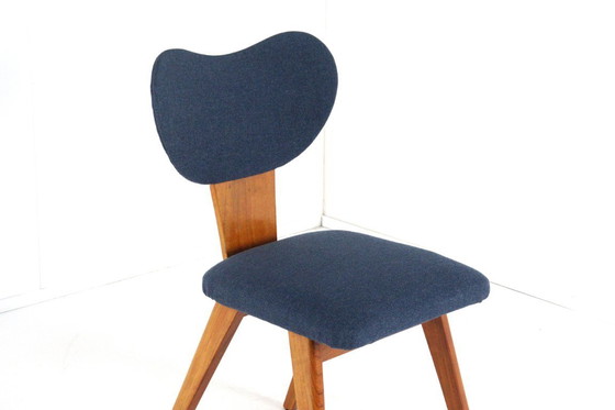 Image 1 of Beech dining set round dining table + 4 vintage dining chairs in the style of Pastoe