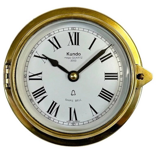 Vintage German Brass Ship Clock from Kundo, 1970s