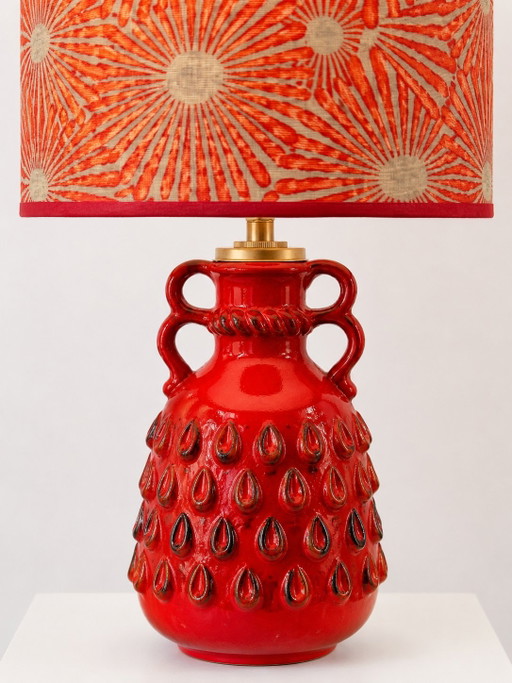 Strawberry vase lamp with Japanese fabric shade