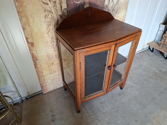 Image 1 of Antique 1930s Amsterdam style tea cabinet, wishkey bar, wine table. dim. 65x45cm and 76/92cm high.