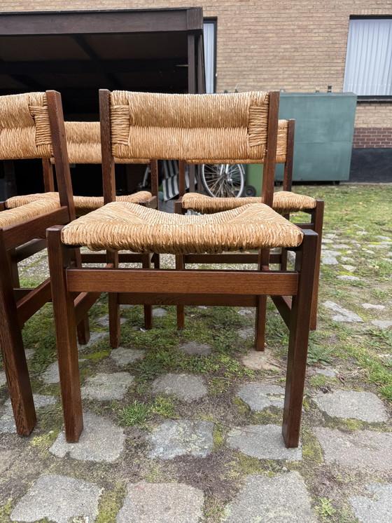 Image 1 of Stoelen Wengé hardhout en rotan (4)