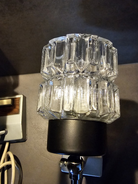 Image 1 of Set Of 2 Vintage Table Lamps - Glass & Chrome - 1970s