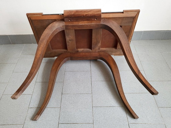Image 1 of Vintage Art Deco Coffee Table/Side Table in Walnut, Oak & Glass with Mirror, 193040