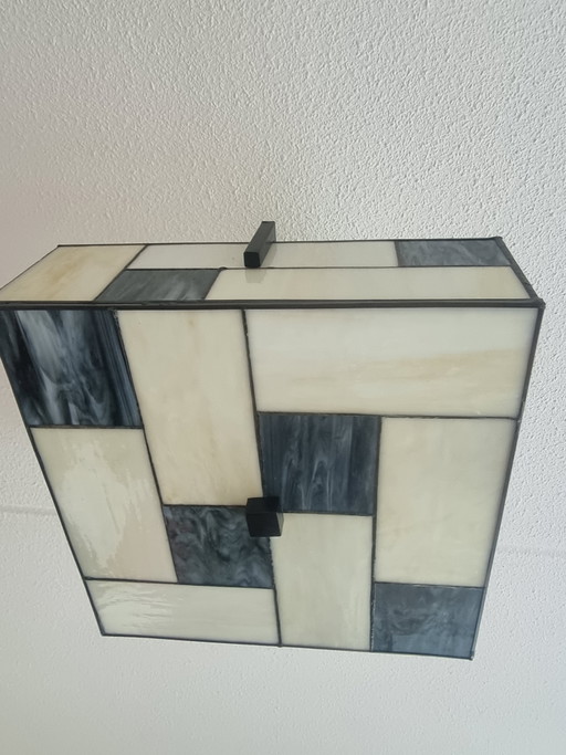 Tiffany Plafonnière Mondriaan – plafondlampen, Glass, Metal