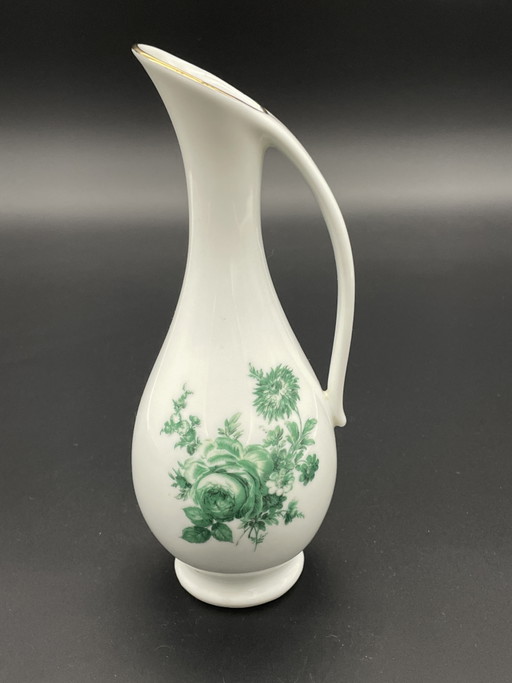 Vintage vaas met oor Royal Porzellan Bavaria KPM met groen bloemendecor