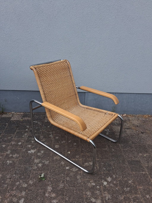 Poltrona lounge Thonet B35 disegnata da Marcel Breuer, in ottime condizioni. – stoelen fauteuils, Rattan, Wood