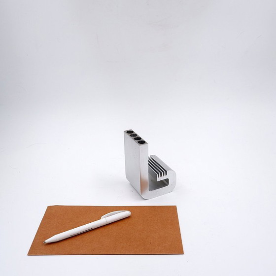 Image 1 of Pot à crayons et à lettres moderniste vintage en aluminium par Pierre Vandel, années 1970