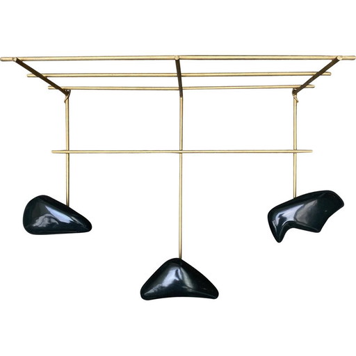 Perchero de pared vintage con tres perchas de Georges Jouve para Marcel Asselbur