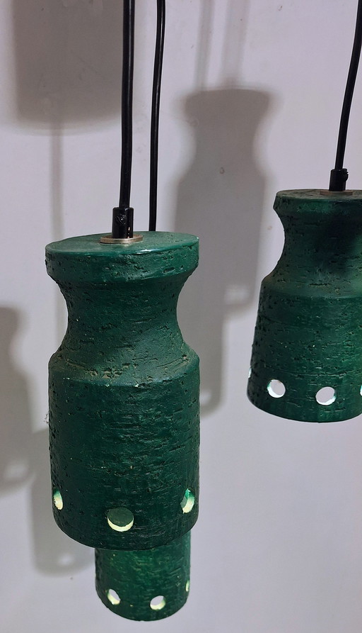 Lampada a sospensione in ceramica in stile brutalista anni '60/'70