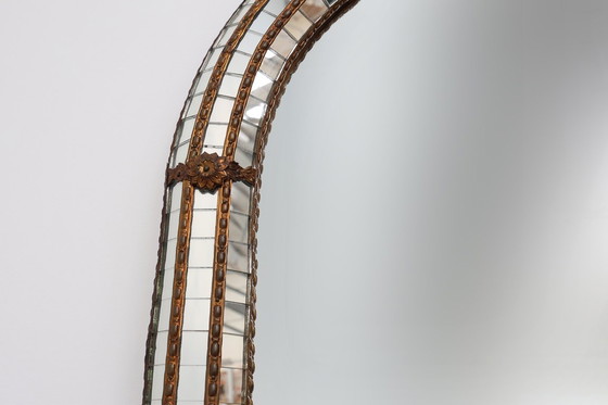 Image 1 of 20th Century Spanish trapezoidal Venetian mosaic Mirror with brass details 