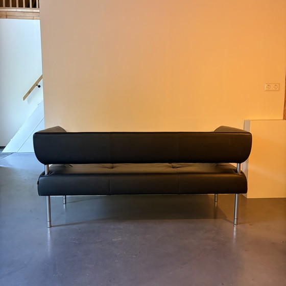 Black Leather Sitland Sofa 'Business Class' by Sergio Bellin – 2 seaters, Chrome (photo 2 of 5)