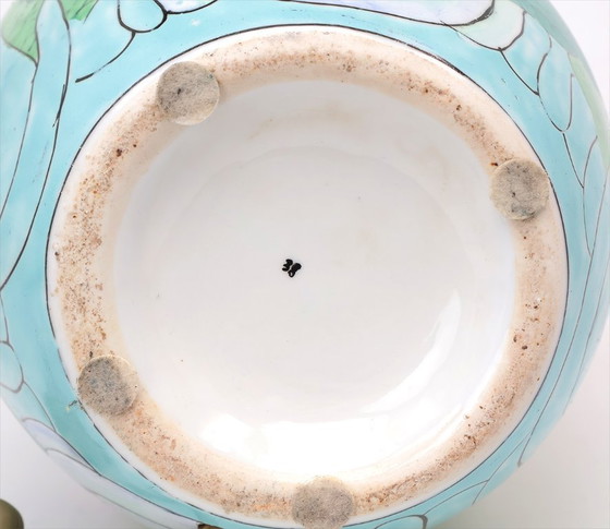 Image 1 of Lampada da tavolo vintage cinese Famille vert con farfalla