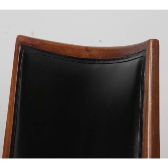 Image 1 of Pair of vintage wooden and leather armchairs from the 1950s