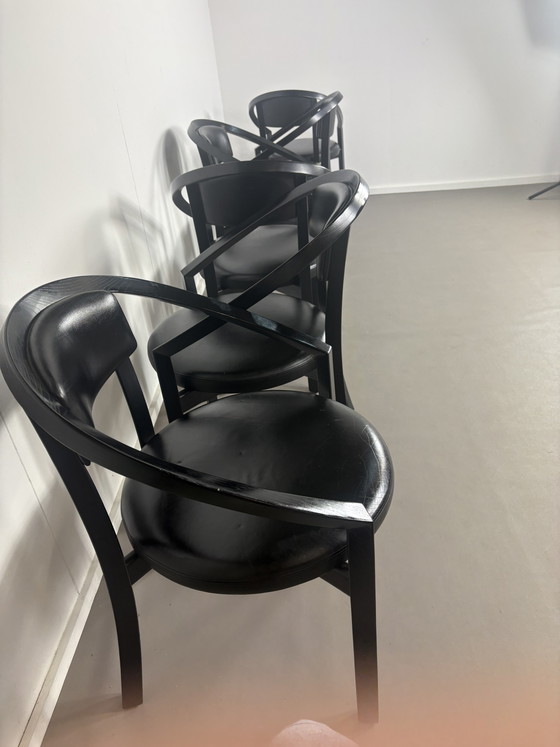 Sillas de comedor de cuero posmodernas modelo Nostro de Anderas Weber para Rosenthal Einrichtung, Alemania, (photo 6 of 9)
