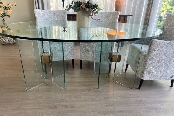 Image 1 of Ghyczy Glazen eettafel, ovaal. Merk Ghyczy