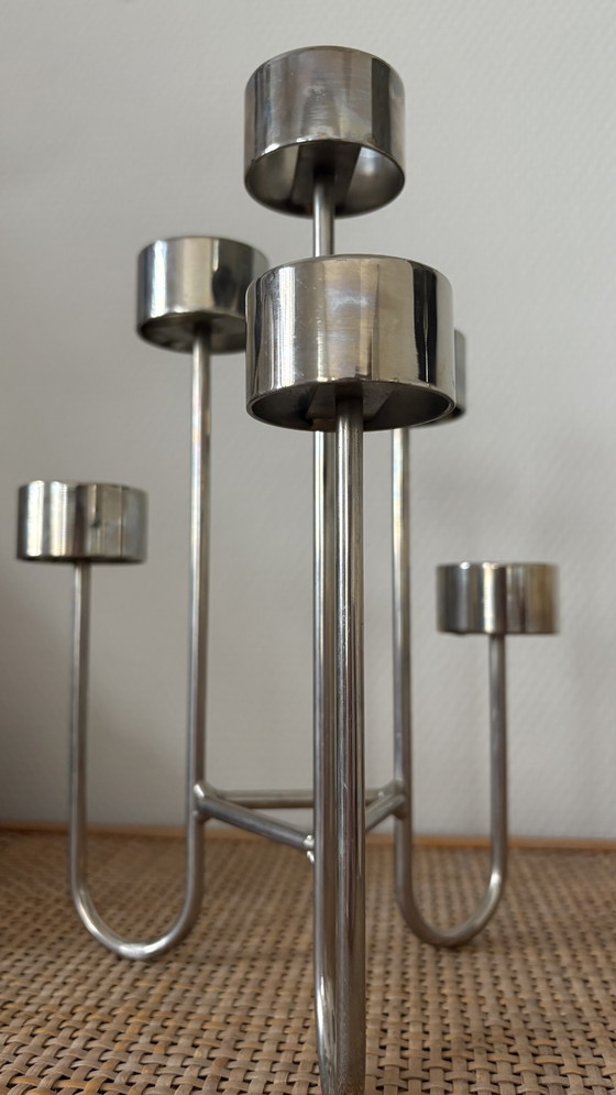 Image 1 of Tommy Larsen Design of Denmark Chandelier en acier inoxydable chromé Design danois