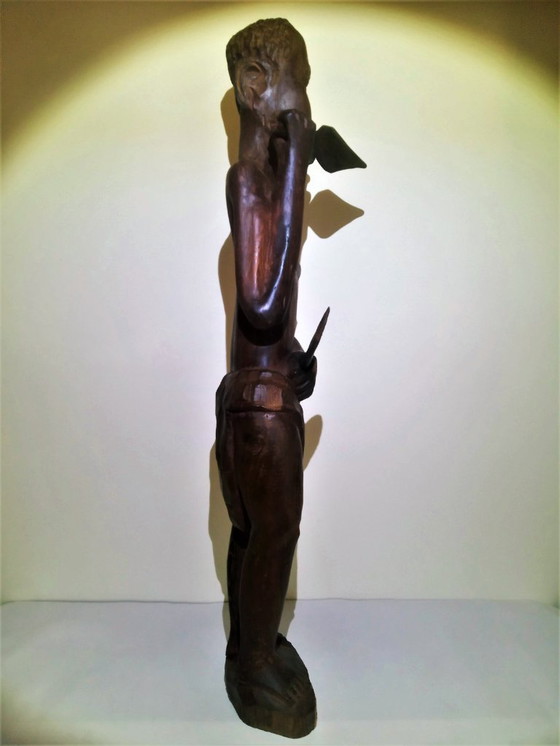 Image 1 of Statues africaines de grands et petits chasseurs/guerriers