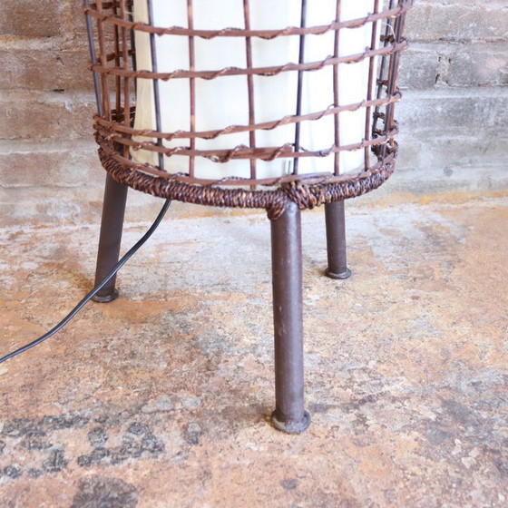 Image 1 of lampada da terra vintage lampada da terra in vimini tessuto Japandi